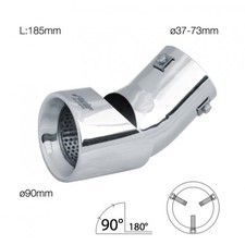 Terminale scarico auto cromato inclinazione regolabile marmitte nascoste 90 mm