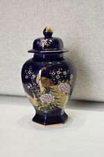 SPLENDIDO ANTICO VASO KUTANI STILE GIAPPONESE COLORATO ORO BLU COBALTO DECORATO 