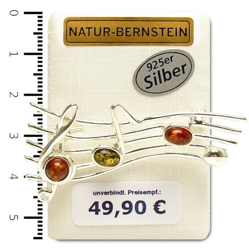 Spilla ambra riga note - ambra, note'