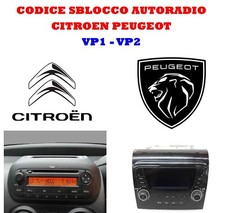 CODICE SBLOCCO AUTORADIO VP1