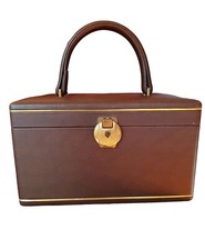 Bauletto Beauty Rigido Marrone  VINTAGE Anni 70s In Pelle 