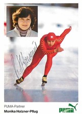 Aratro Monika Holzner cartolina autografata pattinaggio di velocità campionessa olimpica 1972