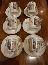 Sei grandi tazze da caffe' latte antiche in porcellana (vedi descrizione)