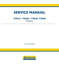 New Holland T3010 T3020 T3030 T3040 Manuale Servizio Riparazione Trattore Officina