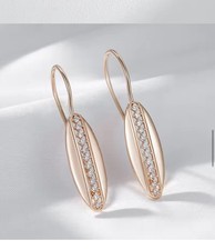 ORECCHINI PENDENTI 40 MM LISCI LUCIDI CON ZIRCONI