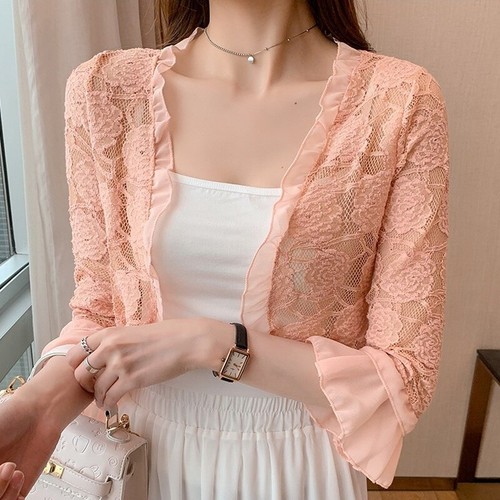 Cardigan lady ruffles pizzo - lady,