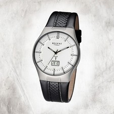 Regent Pelle Orologio da Uomo FR-217 Radio Orologio Bracciale Nero URFR217