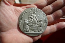 Antico Medaglione religioso Madonna del Rosario di Pompei Napoli primi'900 Ø63mm