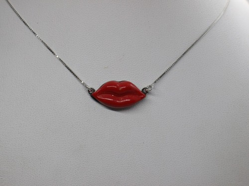 Collana argento labbra lips - argento,