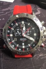 OROLOGIO NAUTICA CRONOGRAFO CINTURINO CAUCCIU' ROSSO WR 100 Mt.