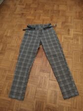 Donna pantaloni viscosa grigi scozzesi tg. L NUOVI mai indossati