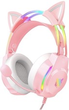 SIMGAL Cuffie da Gioco Rosa con Microfono, Compt con PS4 PS5 Xbox1 Surround Sound RGB