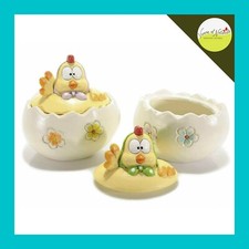 Barattolo a Uovo con Gallina in CERAMICA portadolci Art From Italy