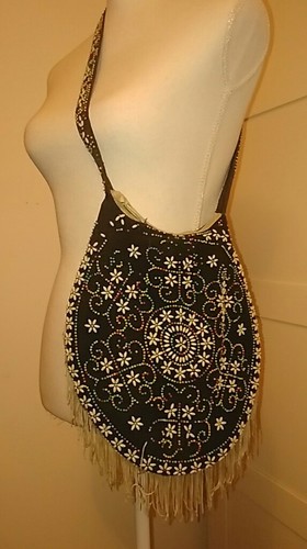 Borsa vintage tela nera con - in,