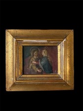 Antico dipinto olio su metallo