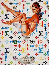 MISTRAL "HAPPY HOUR WHITE-Omaggio a Mel Ramos e Louis Vuitton" T.M cm.40x30+Coa