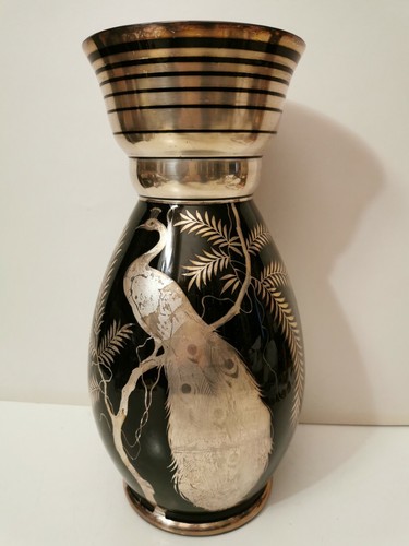 Vaso vetro nero - nero, pavone