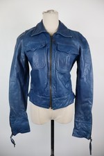 GUESS JEANS GIUBBINO PELLE DONNA Tg S LEATHER VINTAGE WOMAN JACKET CASUAL COTONE