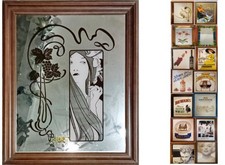 QUADRO DONNA ALLO SPECCHIO, vintage, misura cm 48 x h 58 e altri vari