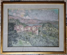 ARTE BRESCIANA ANTICO BORGO COLLINA LAGO ANGELO FIESSI CASTENEDOLO olio tavola