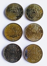 Sei Monete da 50 Centesimi Italia del 2019 2020 2021 2022 2023 2024 - Ottime