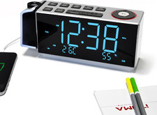 Sveglia a Proiezione Con Radio FM, Ricarica USB, Display a LED Da 1,8", Luce Not