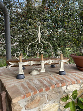 Lampadario ferro battuto antico e legno Massello