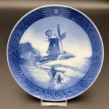 Piatto natalizio Royal Copenhagen 1963, mulino a vento