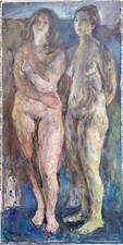 Modelle due nudi su tela - le,
