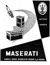 PUBBL. 1955 MASERATI CANDELE AUTO MOTO MODENA BATTERIE SPARK PLUG OFFICINA