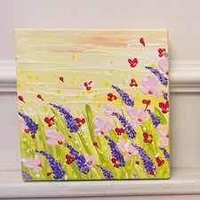 Quadro Dipinto Mano Moderno Colorato Fiori Idea Regalo Bomboniere Artigianali 