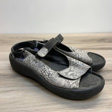 Sandali con zeppa Wolky Jewel neri bianchi rettile stampa serpente in pelle US 12 EU 44