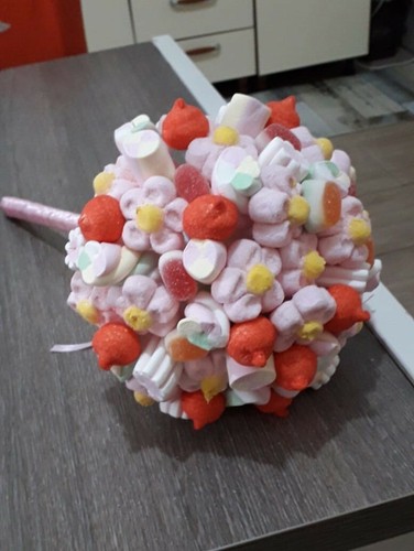 Bouquet fiori rosa caramelle