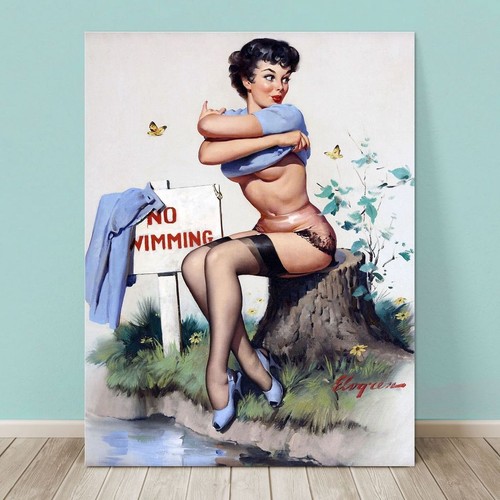 Vintage pin girl canvas - pin-up,