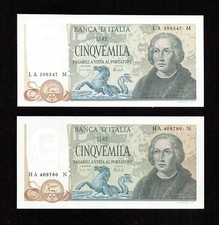 X UNA CINQUEMILA 5000 LIRE CRISTOFORO COLOMBO FDS CARAVELLE REPUBBLICA ITALIANA