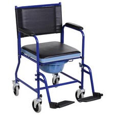 Sedia a Rotelle Bagno Vaso Rimovibile Tubi di Ferro e PVC 83x53x85cm DecHome