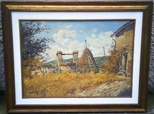 F. M. PIERI (1941-1989) - RUSTICO - VECCHIO GRANDE QUADRO DIPINTO OLIO SU TELA
