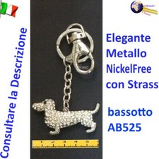 Portachiavi regalo Bassotto Strass Anello Moschettone AB525