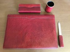 SCRITTOIO IN PELLE ROSSA TOSCANA 4 pezzi
