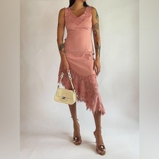 Vintage Y2K 2000s Moschino Jeans Asymmetrical Tattered Lace Dress Made in Italy