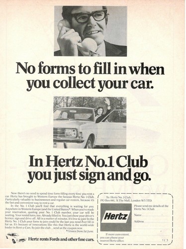 Auto noleggio hertz - auto, 1974