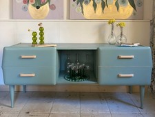 Credenza Vintage in Legno Mobile anni 60 per Cucina Soggiorno Verde Modernariato