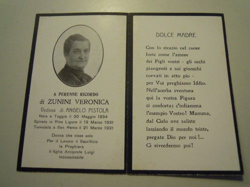 Santino funebre veronica - funebre, di