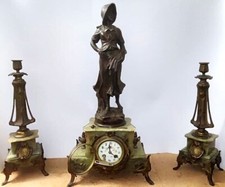 ParA de Ranieri Au Champ trittico orologio pendola marmo e bronzo 1800 Parigi