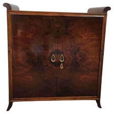 1940s Art Deco Mid-Century Italian Burl Mirror Mosaic Dry Bar Gio Ponti style