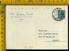 Siracusana Cartolina Intero Postale Prestampato avv. Toselli Cuneo mr 716