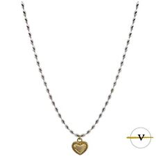 COLLANA DONNA IN STRASS DI CRISTALLO CON CIONDOLO A FORMA DI CUORE DORATO