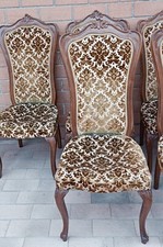 ANTICHE SEDIE in Legno Massello e velluto lavirato Con Motivi Damascati