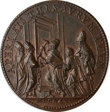 Medaglia Annuale BR  Papa Clemente X Anno VI R2 SPL "Apertura della Porta Santa"