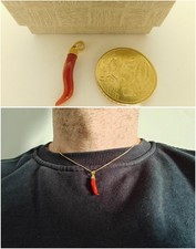 Catenina e ciondolo di CoRallo rosso in Argento 925 corno corNetto portafortuna
